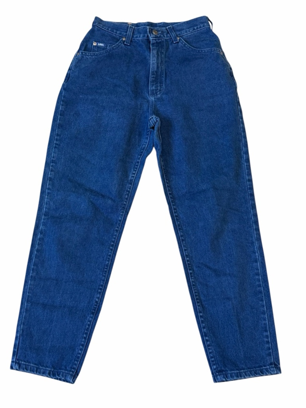 Vtg Lee Womens Jeans High Waist Mom Dark Blue USA Union Made Sz 10P 28x28